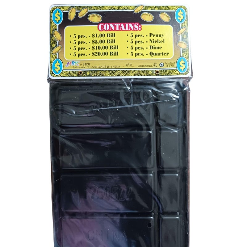 Ja-Ru JaRu #3128 Play Money Cash Tray 20 Coins and 20 Bills Kids Pretend Toy - Image 3