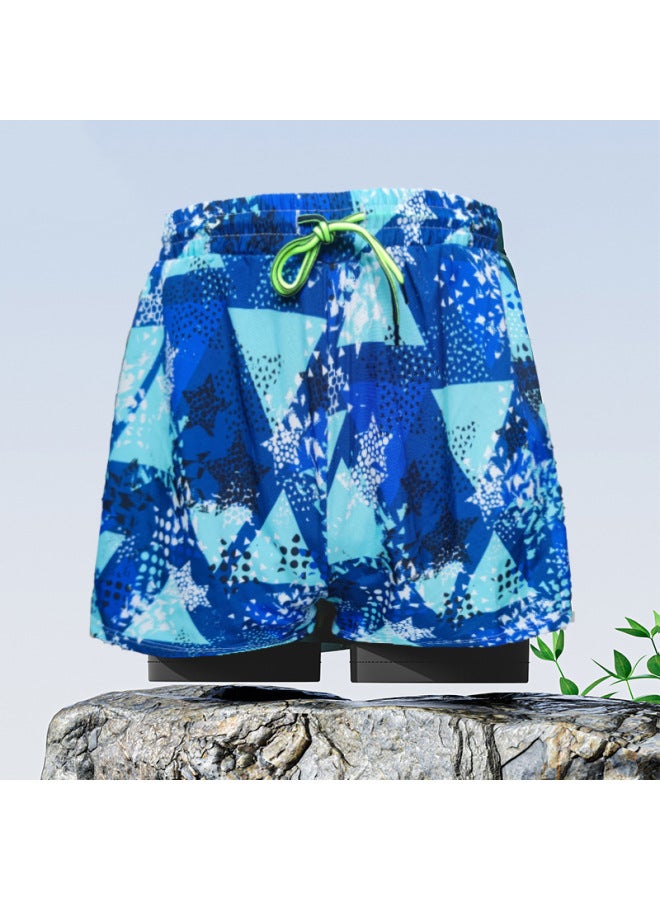 إسكدنيا شورت سباحة رجالي بطبقة مزدوجة بوكسر للكبار سريع الجفاف ومضاد للإحراج سروال سباحة للشاطئ ملابس ربيع حار - اللون: 928-2- - Image 5