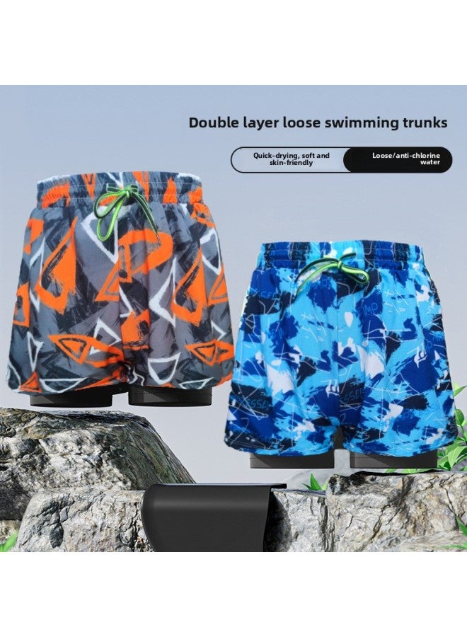إسكدنيا شورت سباحة رجالي بطبقة مزدوجة بوكسر للكبار سريع الجفاف ومضاد للإحراج سروال سباحة للشاطئ ملابس ربيع حار - اللون: 928-2- - Image 2