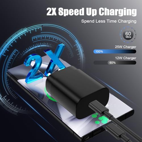 Essri 2Pack 25W USB C Charger for Samsung Galaxy S24 Ultra, Super Quite Fast Charging Type C Block with 3FT C to C Cord for Samsung Galaxy Tab S9 S8 S23 Ultra S22 Ultra S23 S22+ S22 S21 Note 10 Plus 20 - Image 3