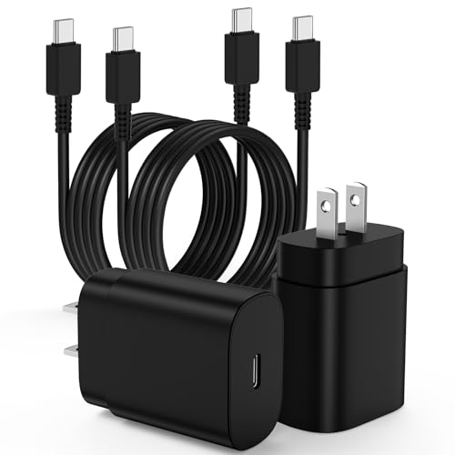 Essri 2Pack 25W USB C Charger for Samsung Galaxy S24 Ultra, Super Quite Fast Charging Type C Block with 3FT C to C Cord for Samsung Galaxy Tab S9 S8 S23 Ultra S22 Ultra S23 S22+ S22 S21 Note 10 Plus 20 - Image 1