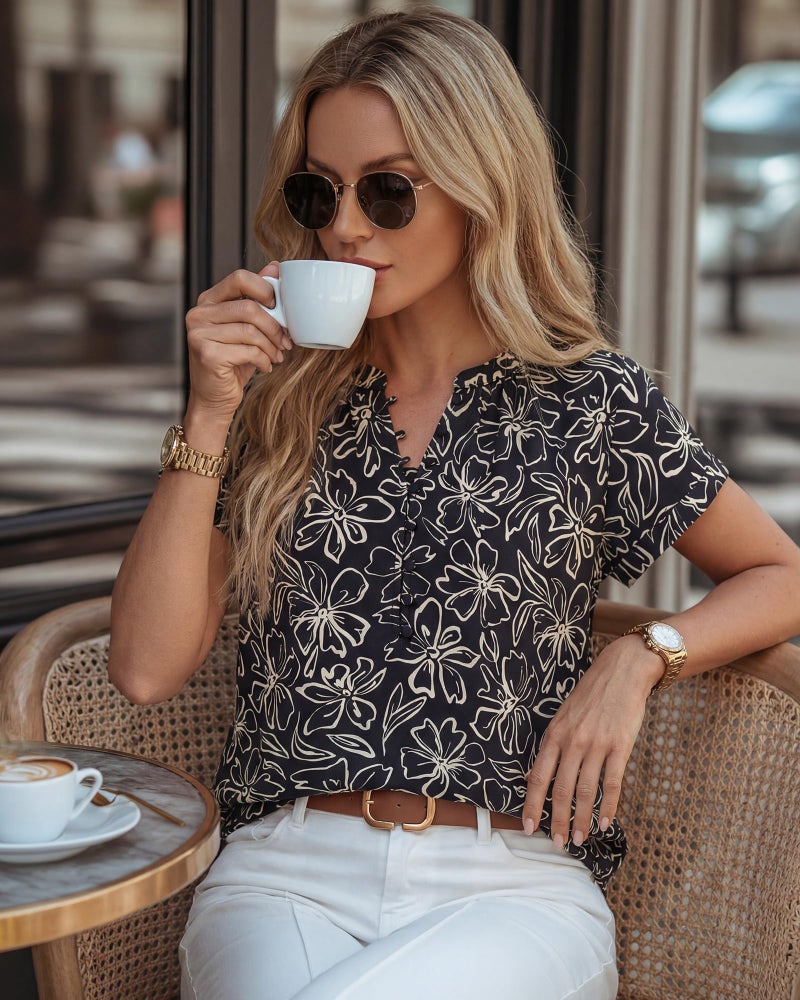 Timeson Womens Business Casual Tops: Short Sleeve Office Work Shirts Dressy Blouses for Women Formal Professional Lightweight Polyester Job Spring Outfits - Summer Clothes Ladies Elegant Career Wear L - Image 3