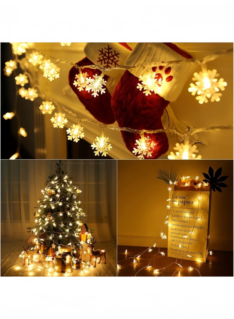 جيجيرو سلسلة أضواء ندفة الثلج لعيد الميلاد، 6 أمتار 40 مصباح ليد مع وضعين لأضواء عيد الميلاد، أضواء زينة شجرة عيد الميلاد، سلسلة أضواء شجرة عيد الميلاد، زينة معلقة لشجرة عيد الميلاد، أبيض دافئ - Image 4