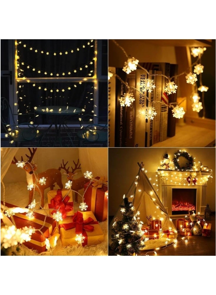 جيجيرو سلسلة أضواء ندفة الثلج لعيد الميلاد، 6 أمتار 40 مصباح ليد مع وضعين لأضواء عيد الميلاد، أضواء زينة شجرة عيد الميلاد، سلسلة أضواء شجرة عيد الميلاد، زينة معلقة لشجرة عيد الميلاد، أبيض دافئ - Image 3