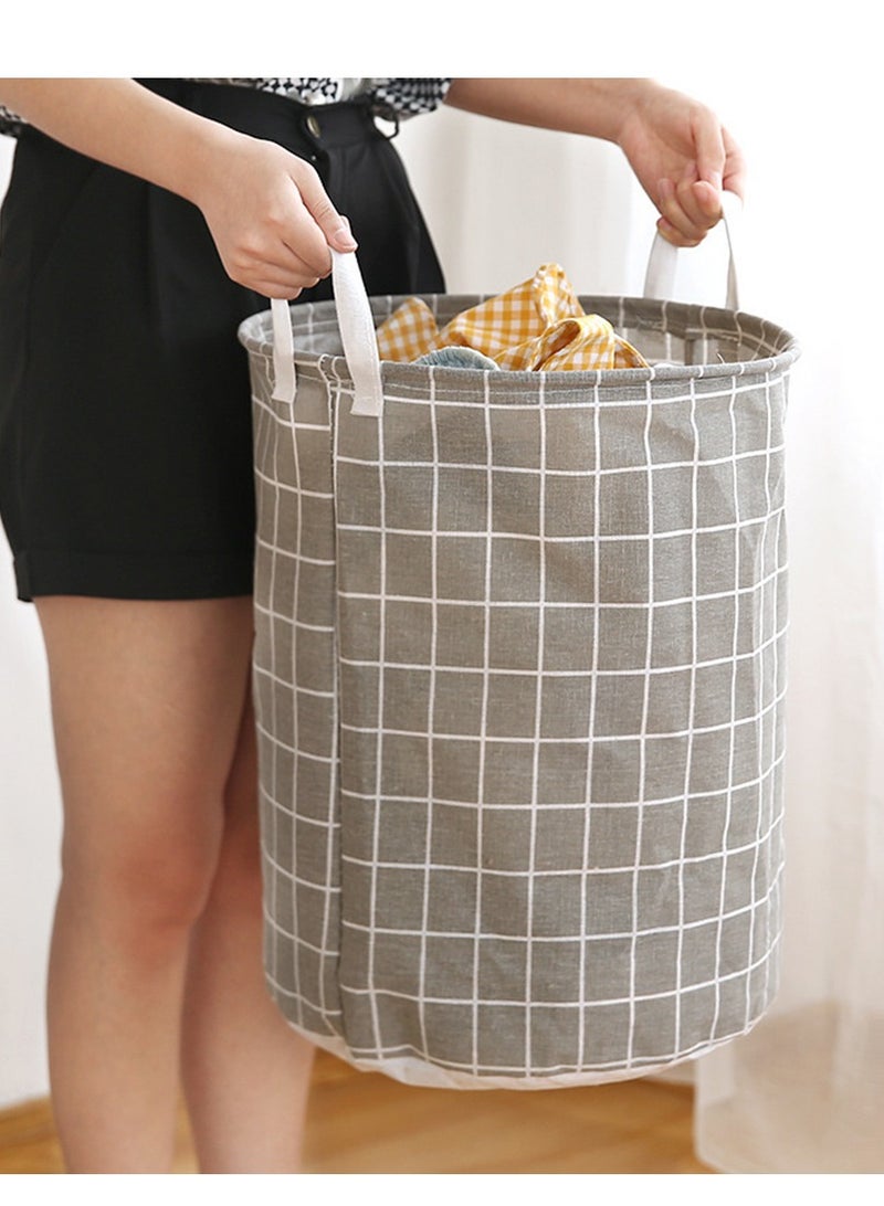 Black Grid Foldable Laundry Basket With Handle Bathroom Cloth Storage Bag Multifunction Lightweight Kids Toy Organizer  - Image 3