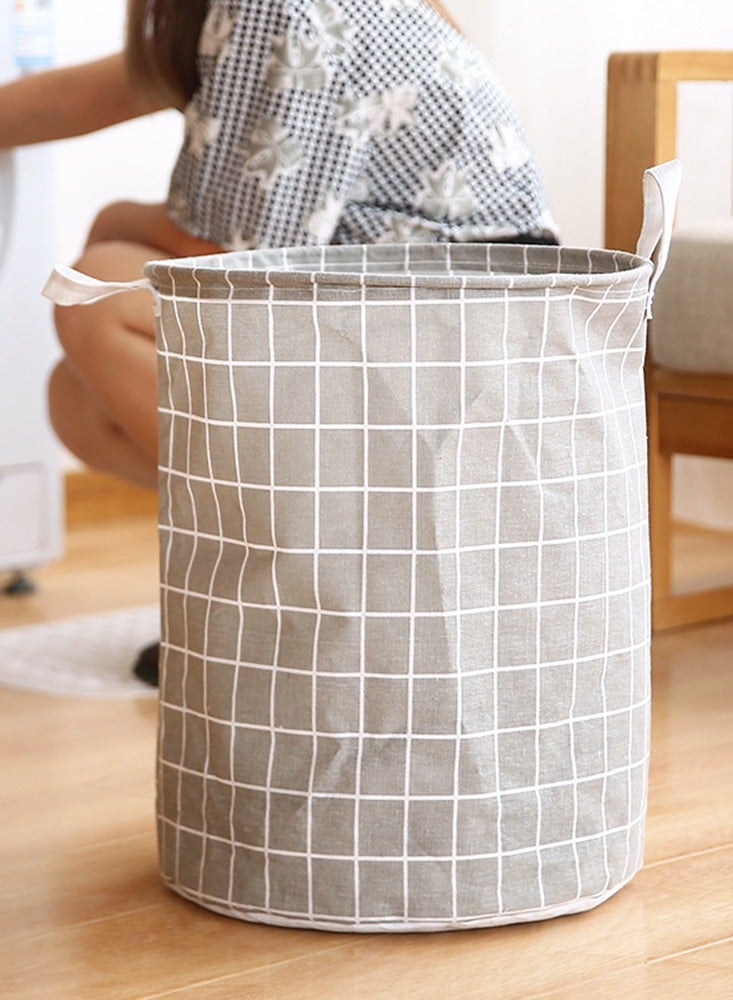 Black Grid Foldable Laundry Basket With Handle Bathroom Cloth Storage Bag Multifunction Lightweight Kids Toy Organizer  - Image 4