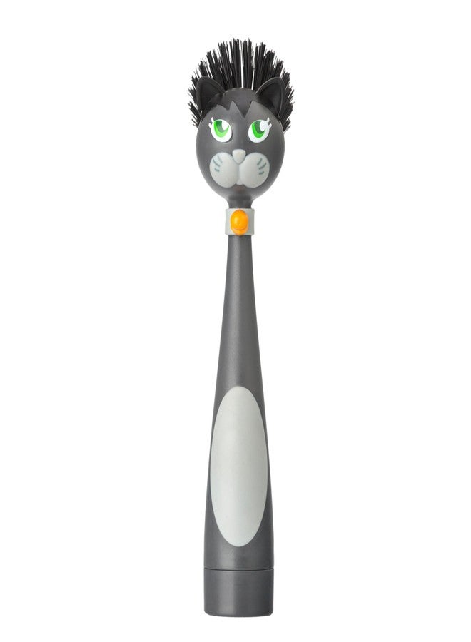 Vigar Felix Cat-Shaped Soap Dispensing Dish Brush, Dish Brush with Soap Dispenser for Pot Scrubber, Dishes, Sink, and Kitchen Essentials, Black, Gray - Image 1