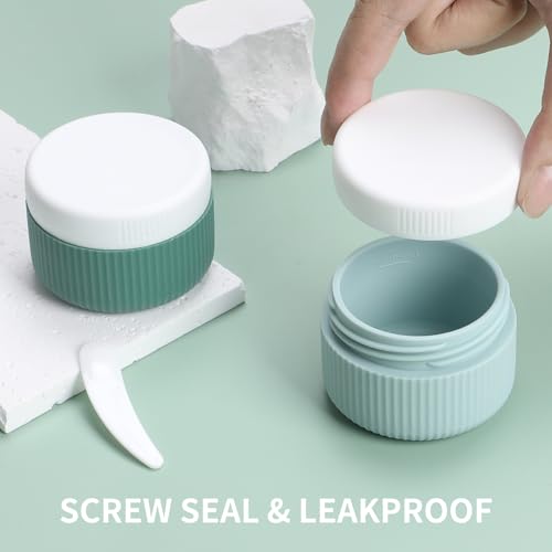 ME.FAN Travel Containers for Toiletries, TSA Approved 1.5 oz Silicone Cream Jars, Leak-proof Journey Containers, Trip Accessories with Lid for Cosmetic Face Hand 4 Pack White Lid - Blue - Image 3