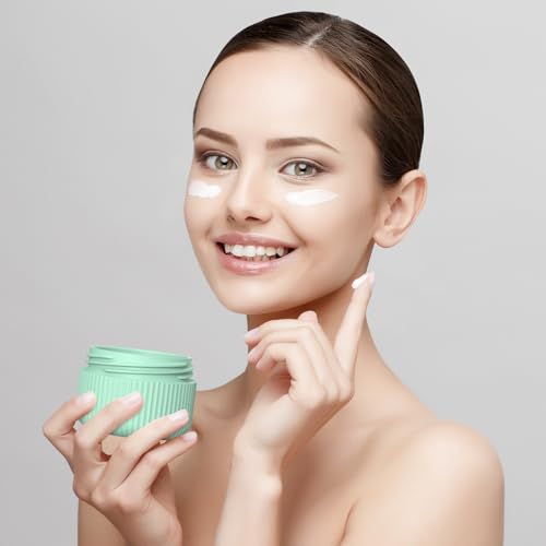 ME.FAN Travel Containers for Toiletries, TSA Approved 1.5 oz Silicone Cream Jars, Leak-proof Journey Containers, Trip Accessories with Lid for Cosmetic Face Hand 4 Pack White Lid - Blue - Image 5