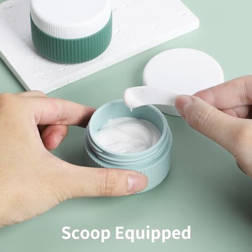 ME.FAN Travel Containers for Toiletries, TSA Approved 1.5 oz Silicone Cream Jars, Leak-proof Journey Containers, Trip Accessories with Lid for Cosmetic Face Hand 4 Pack White Lid - Blue - Image 4