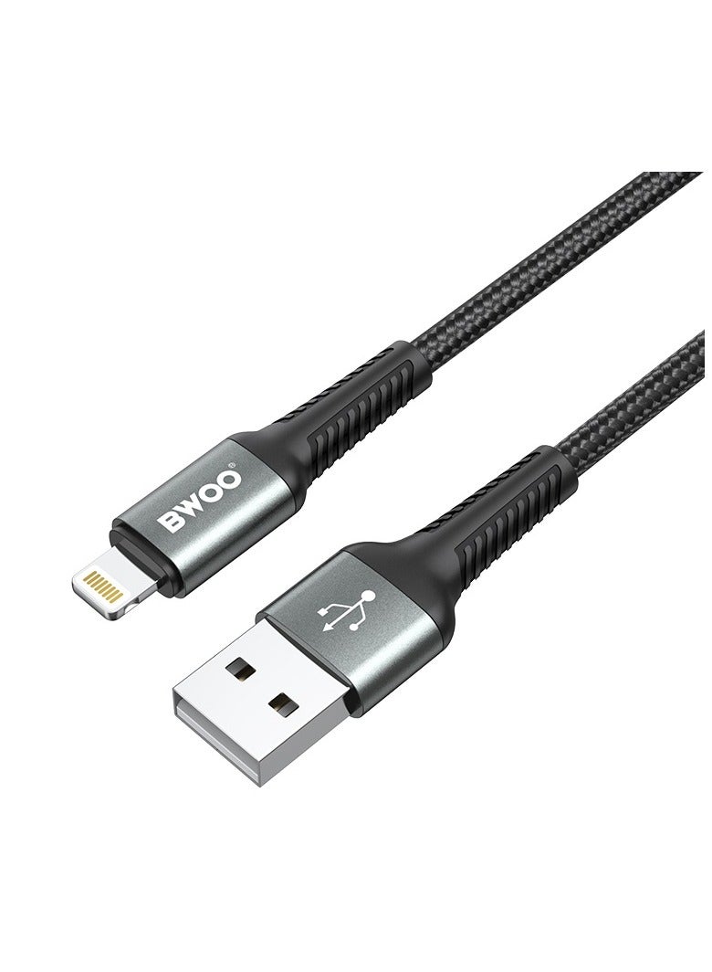 BWOO Aluminum Alloy Charger Cable Nylon Braided Cable 1M for Iphone, Ipad & Android Phones – USB A to Lightning - Image 2