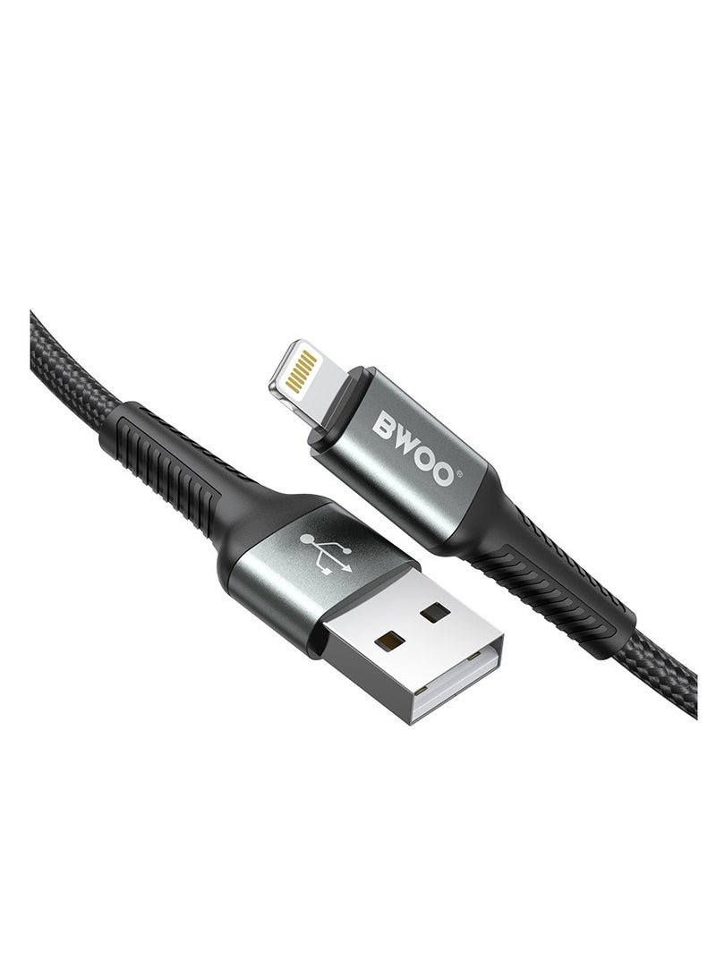 BWOO Aluminum Alloy Charger Cable Nylon Braided Cable 1M for Iphone, Ipad & Android Phones – USB A to Lightning - Image 3