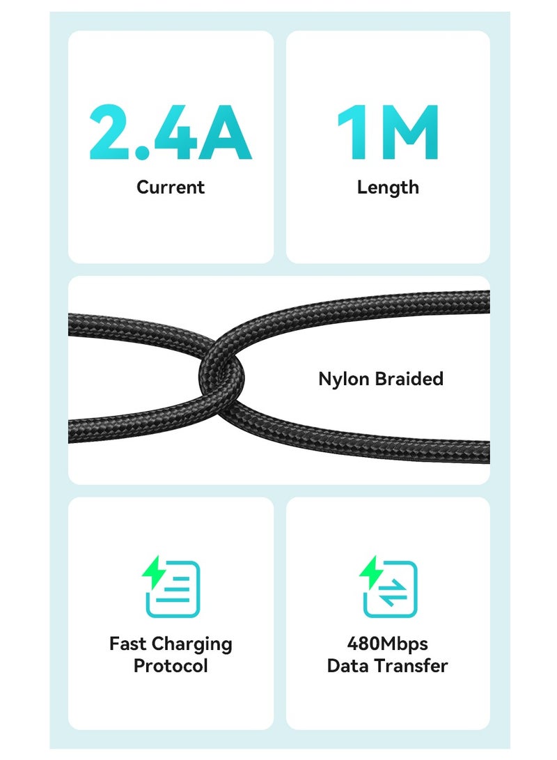 BWOO Aluminum Alloy Charger Cable Nylon Braided Cable 1M for Iphone, Ipad & Android Phones – USB A to Lightning - Image 5