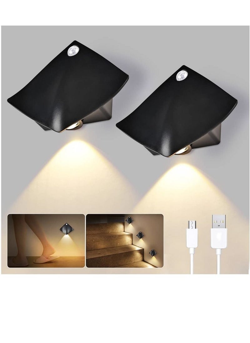 Y&D 2 Pack USB Rechargeable Night Light, Motion Sensor Light Indoor, Brightness Adjustable with Adhesive Pads and Magnet, Suitable for Closet, Cabinet, Kitchen, Bedroom Wall  - Image 1
