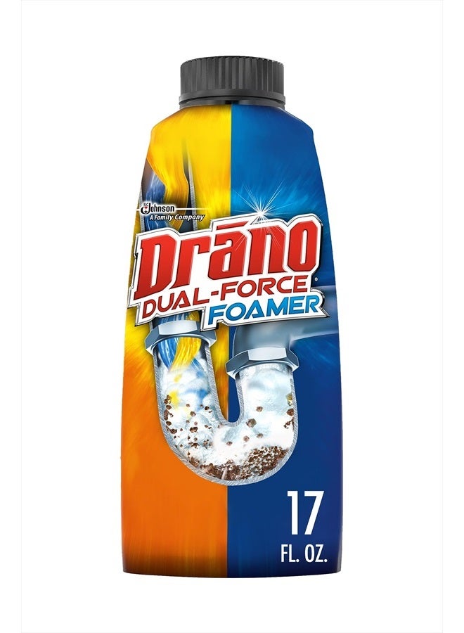 Drano Dual-Force Foamer Clog Remover and Cleaner for Shower or Sink Drains, Unclogs and Removes Sources of Odor, 17 Fl Oz - Image 1
