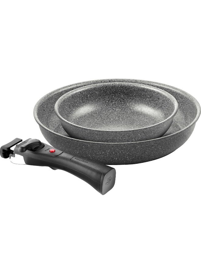 Ballarini Torre Frying Pan Set, 20 + 28 cm, Ceramic Coating, Optimised for Induction, Removable Handle, Aluminium - Image 1
