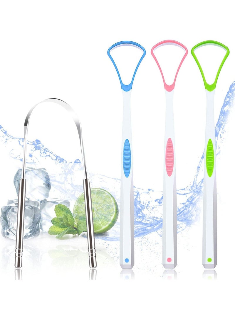 Tongue Scraper Stainless Steel Tongue Cleaners 4 Count - Image 1