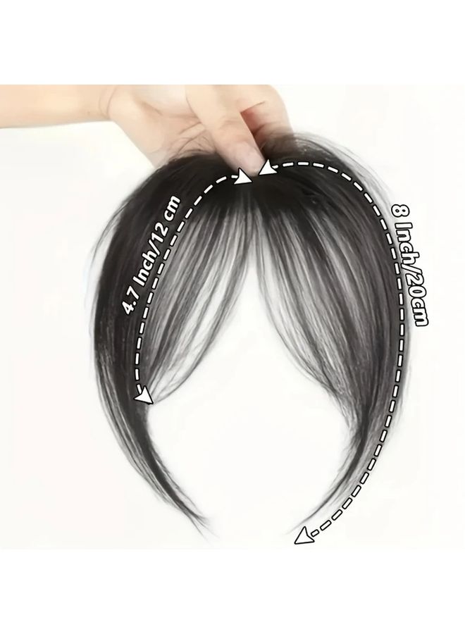 Black Clip On Straight Synthetic Bangs Wig 2pcs Adjustable Heat Resistant Hair - Image 4