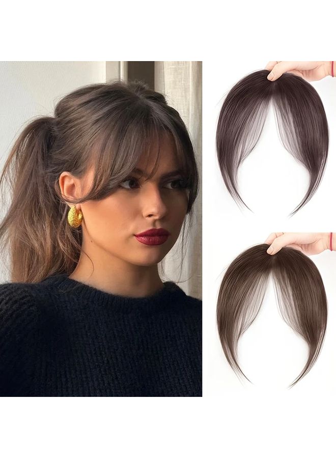 Black Clip On Straight Synthetic Bangs Wig 2pcs Adjustable Heat Resistant Hair - Image 2