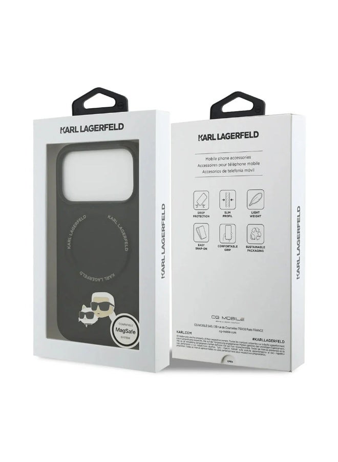 كارل لاغرفيلد جراب كارل لاغرفيلد المصنوع من جلد البولي يوريثان مع دبابيس رأس كارل وشوبيت لجهاز iPhone 17 Pro Max - Image 4