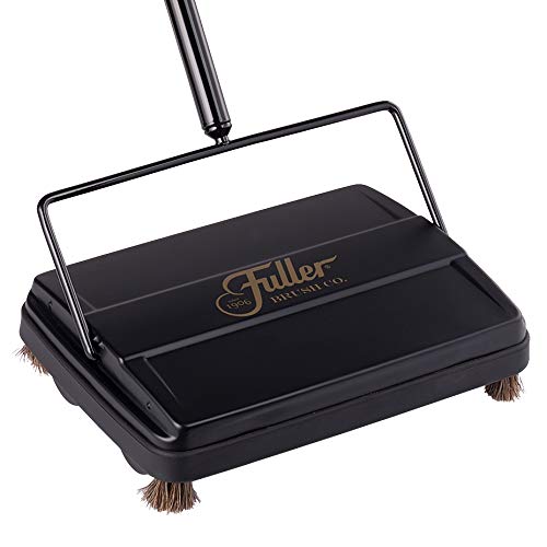 Fuller Brush Electrostatic Carpet  Floor Sweeper with Additional Rubber Rotor  9 Cleaning Path  Lightweight  Ideal for Crumby  Wet Messes  Works On Carpets  Hard Floor Surfaces Black