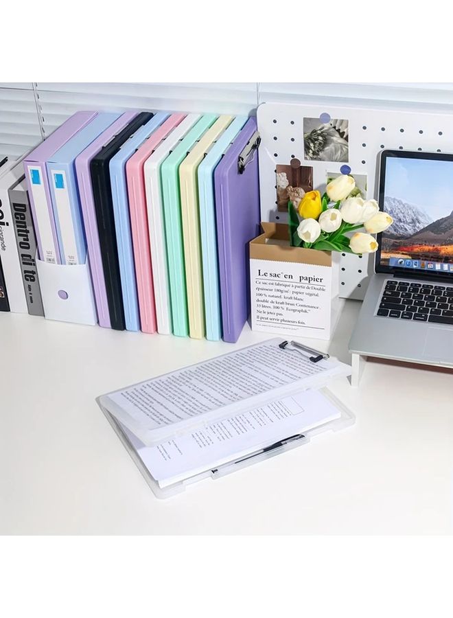 Purple 2 in 1 Multifunctional Storage Writing Board Clip A4 Folder Organizer With 10 Colors Large Capacity - Image 5