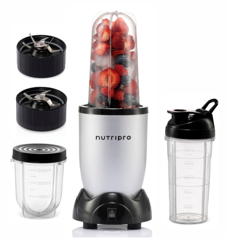 NutriPro Juicer Mixer Grinder - Smoothie Maker - 500 Watts (3 Jars & 2 Blades, Silver) - 2 Year Warranty - Image 1