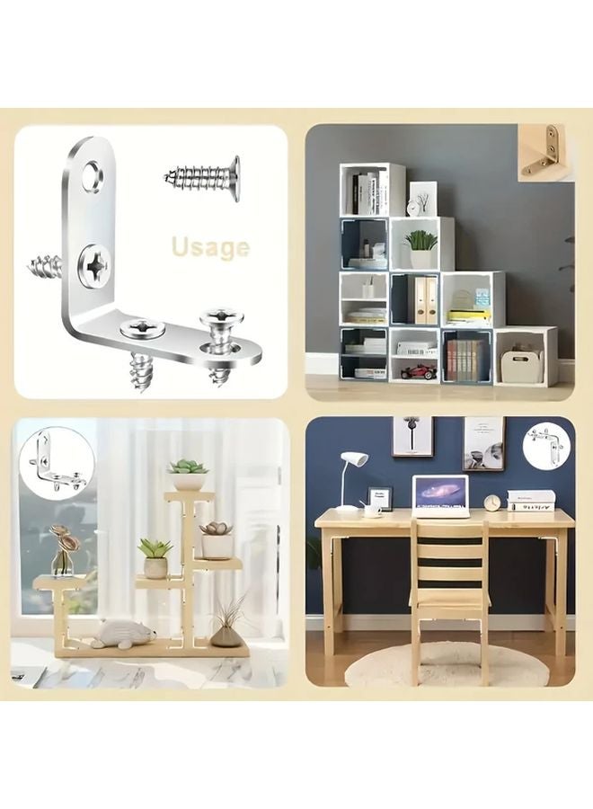 Stainless Steel L Shaped Corner Brackets Kit 20 Angle Supports 80 Screws 90 Degree Right Angle - Image 5