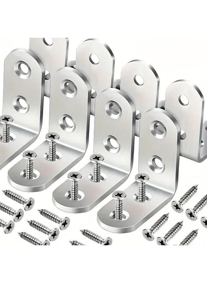 Stainless Steel L Shaped Corner Brackets Kit 20 Angle Supports 80 Screws 90 Degree Right Angle - Image 3