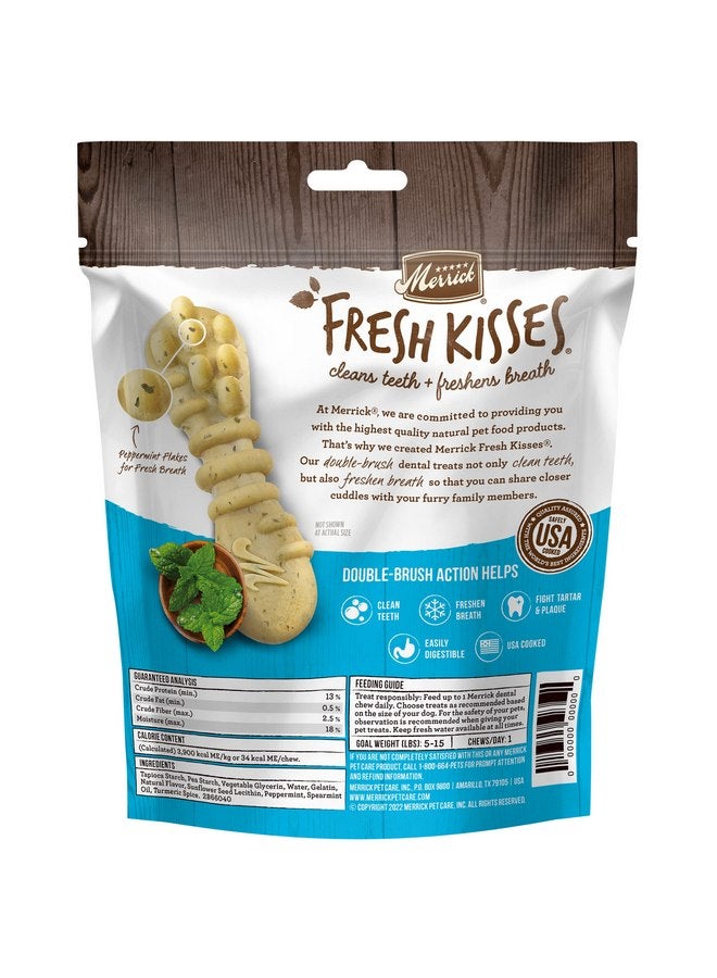ميريك علكات أسنان طبيعية من Merrick Fresh Kisses على شكل فرشاة أسنان مملوءة بالنعناع الحقيقي للكلاب الصغيرة التي يتراوح وزنها بين 5 و15 رطلاً - عبوة من 20 قطعة - Image 4