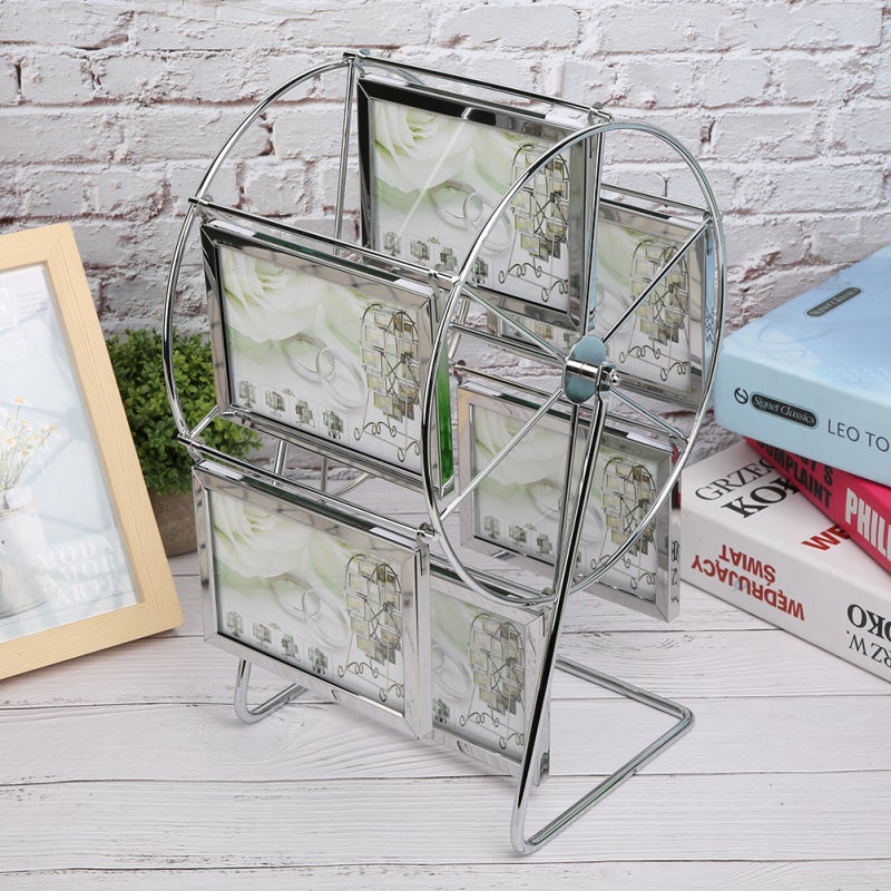Rotating Photo Frame 360 Degree Rotation Stylish Metal Picture Frame - Durable Sturdy Structure Tabletop Photo Display for Wedding Photography Studio Decor - Image 3