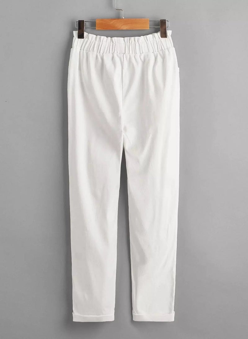 Girls Paperbag Waist Patch Pocket Pants  - Image 2