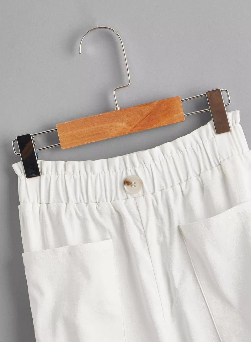 Girls Paperbag Waist Patch Pocket Pants  - Image 3