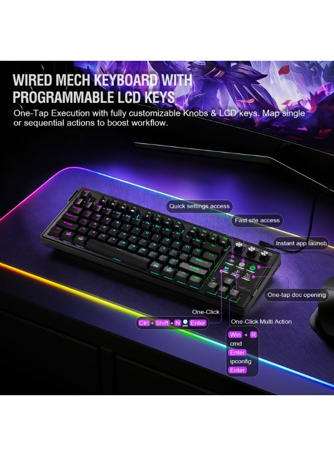 K1 Pro Macro Keyboard, Wired Only Full-Key Programmable On-Board Keypad, Custom Gaming Streaming Mechanical Keyboards with Screen & Knob, Gasket, RGB Backlit, Hot Swappable Shortcut Pad - Image 2