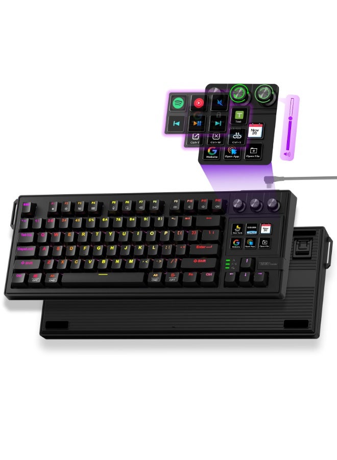 K1 Pro Macro Keyboard, Wired Only Full-Key Programmable On-Board Keypad, Custom Gaming Streaming Mechanical Keyboards with Screen & Knob, Gasket, RGB Backlit, Hot Swappable Shortcut Pad - Image 1
