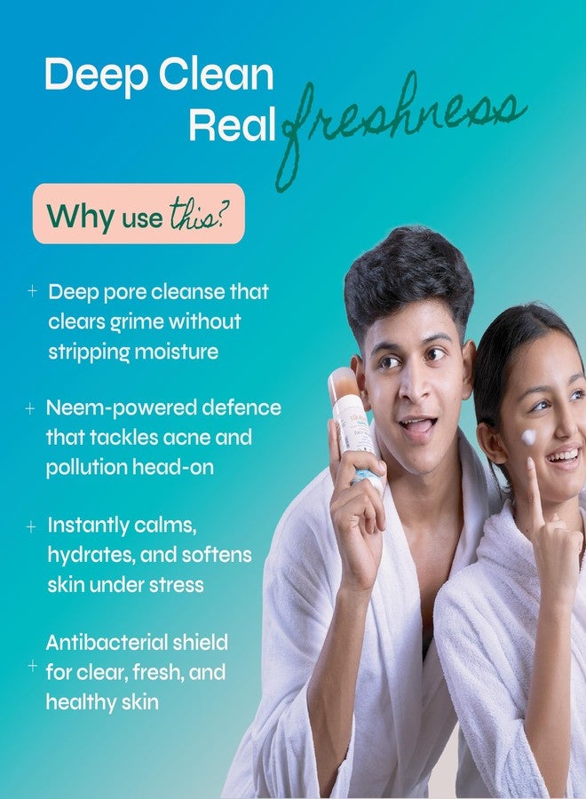 Tikitoro Teens Refreshing Face Wash 100% Vegan Neem, Aloe Vera, Matcha Green Tea Extract, Cleanses & Refreshes, No Parabens & Sulphates, All Skin Types (Age: 11+) (150ml x of 2) - Image 2