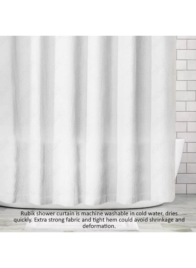 4 Pack White Waffle Weave Polyester Shower Curtain 180x180cm Heavy Duty Water Repellent Metal Grommets Bathroom Curtain - Image 4