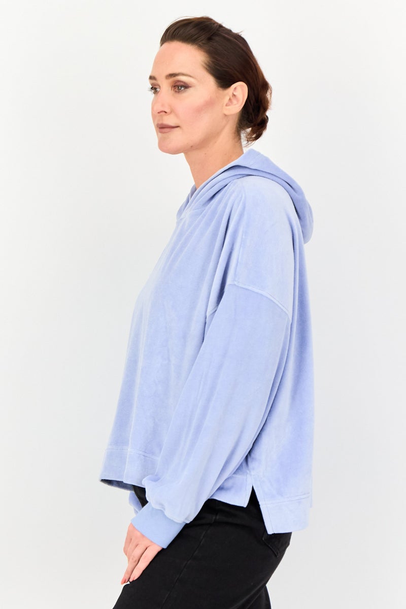 Aerie Women Solid Long Sleeves Hoodie, Sky Blue - Image 3