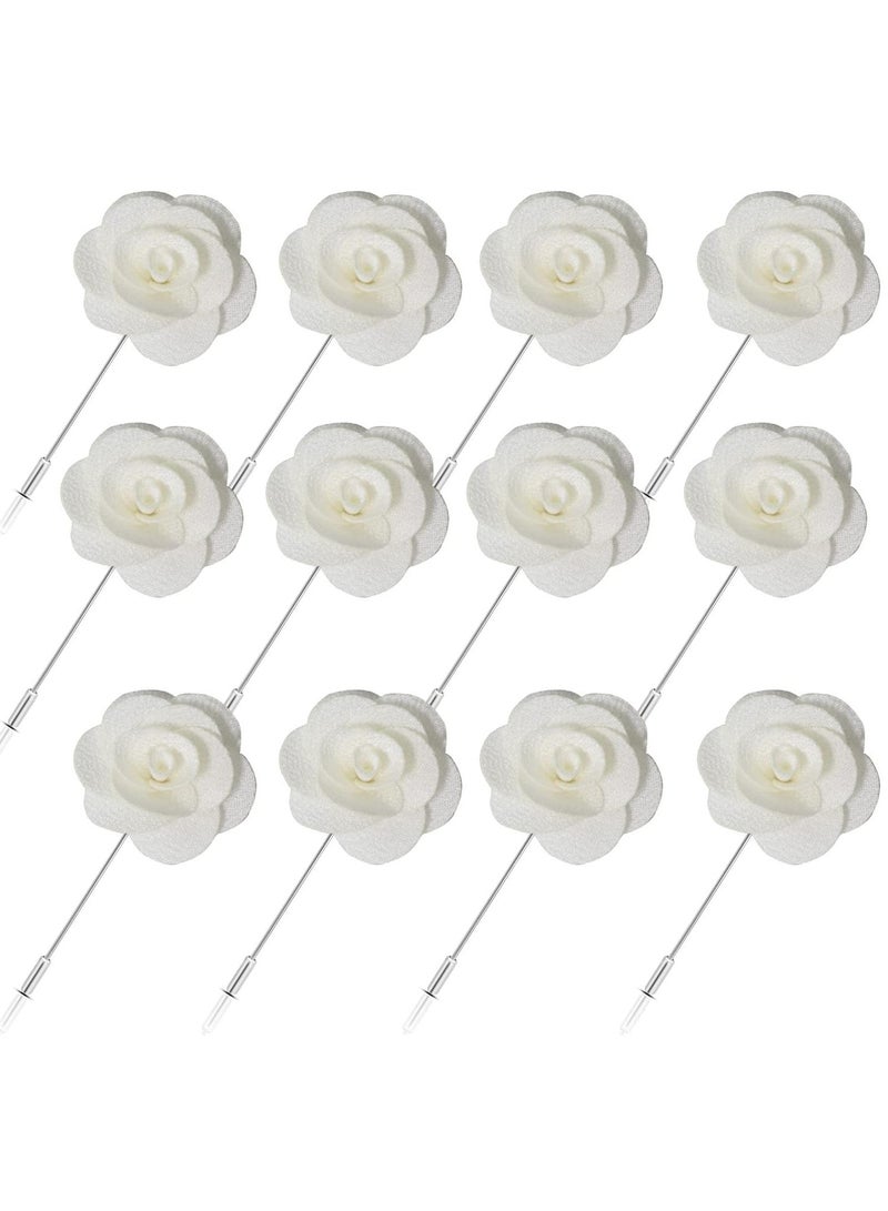 Sweet seven Handmade Camellia Flower Lapel Pins - Set of 12 for Men and Women - Elegant Boutonniere for Wedding and Party Suits - Image 1
