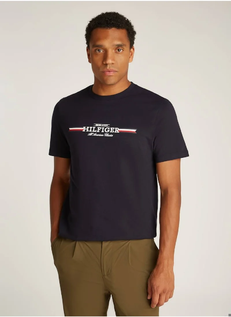 TOMMY HILFIGER Men's Chest Logo T-Shirt - Cotton, Blue