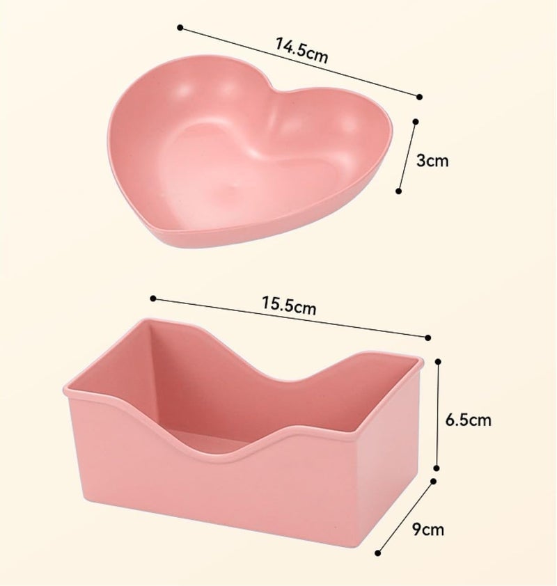 Vortipu Heart Shaped Dinner Plates Wheat Straw Plates Unbreakable Small Dessert Dishes BPA FreePink 10 Dish Without Stand - Image 2