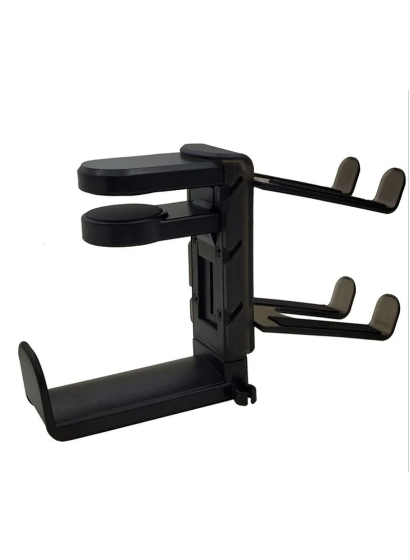 حامل سماعة رأس ووحدة تحكم للألعاب 3 في 1 - مشبك ذراع قابل للتعديل والدوران، حامل سماعة رأس عالمي للتركيب تحت المكتب، مصنوع من مادة ABS، مثالي لملحقات الألعاب، حامل وحدة تحكم | إعدادات الألعاب الحديثة | معدات ألعاب متينة، حامل سماعة رأس - Image 3