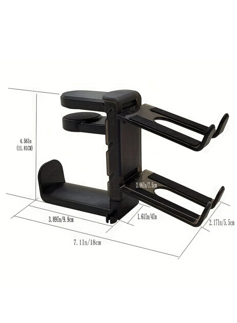 حامل سماعة رأس ووحدة تحكم للألعاب 3 في 1 - مشبك ذراع قابل للتعديل والدوران، حامل سماعة رأس عالمي للتركيب تحت المكتب، مصنوع من مادة ABS، مثالي لملحقات الألعاب، حامل وحدة تحكم | إعدادات الألعاب الحديثة | معدات ألعاب متينة، حامل سماعة رأس - Image 4