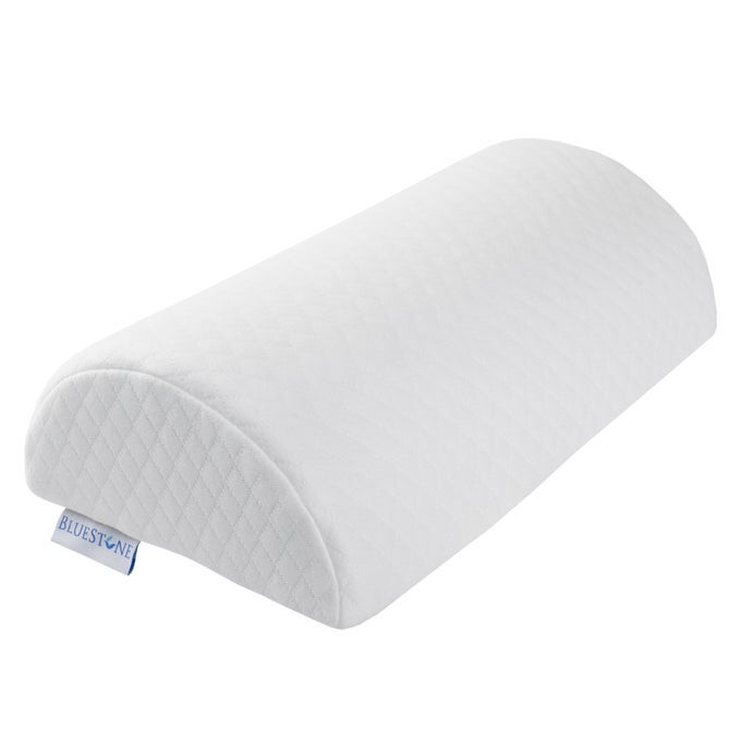 MEMORY FOAM BACK PILLOW HALF MOON LUMBAR BOLSTER CUSHION FOR BACK PAIN RELIEF LEG AND KNEE SUPPORT AND SLEEPING WITH REMOVEABLE COVER BY