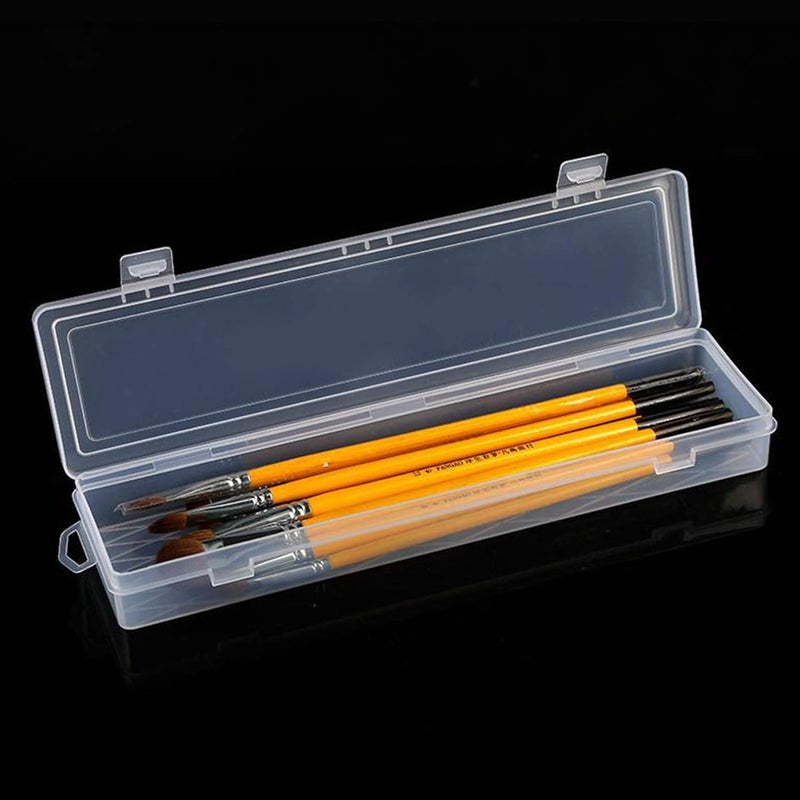 klarako Clear Rectangle Plastic Storage Box with Hinged Lid Brush Container Case  for Pencils, Pens, Drills, Office Supplies, Organization, - Image 4