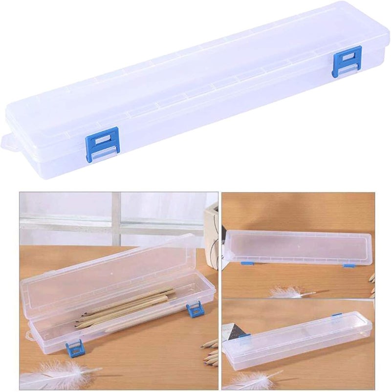 klarako Clear Rectangle Plastic Storage Box with Hinged Lid Brush Container Case  for Pencils, Pens, Drills, Office Supplies, Organization, - Image 3