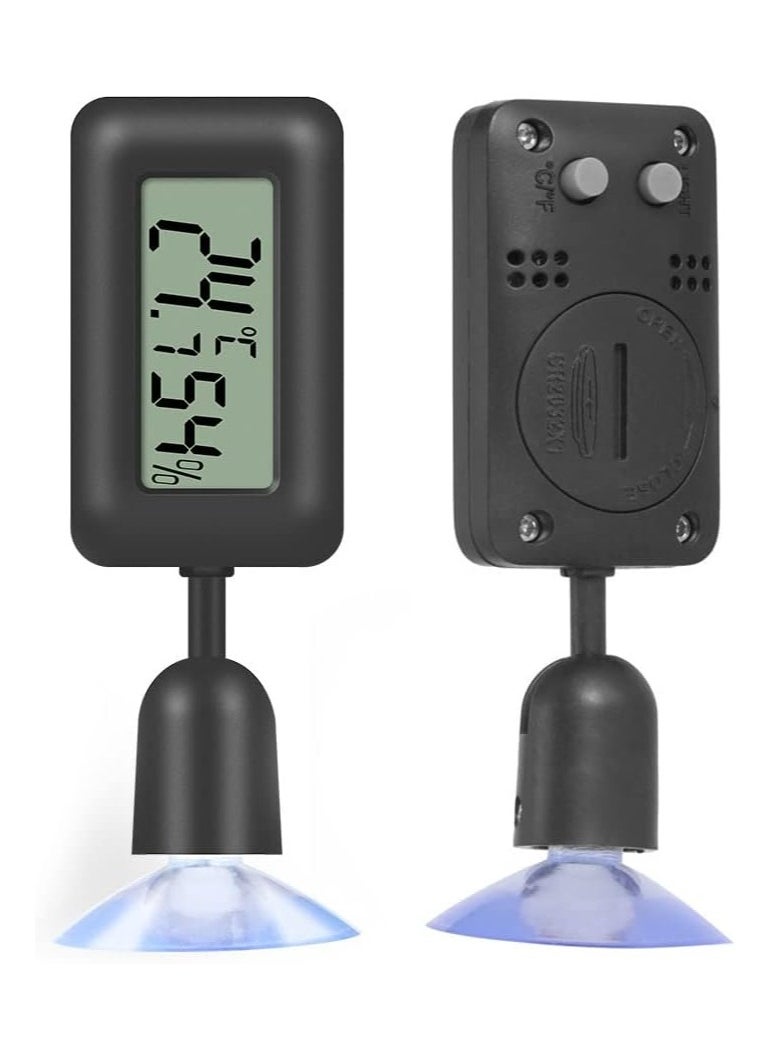 SYOSI - Reptile Hygrometer Thermometer, LCD Digital Thermometer Humidity Gauge with Backlight, for Reptile vivarium Greenhouse Incubator, Black, 1 Pcs - Image 1