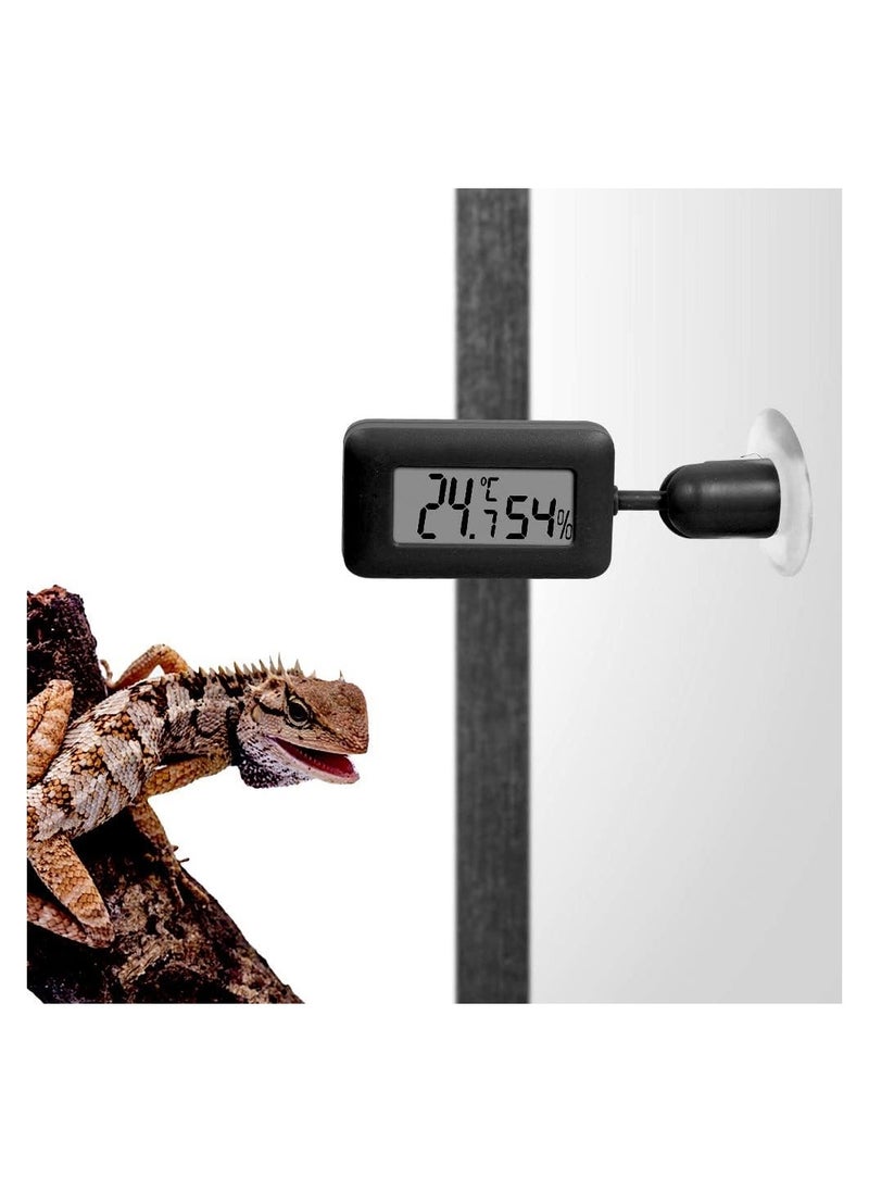 SYOSI - Reptile Hygrometer Thermometer, LCD Digital Thermometer Humidity Gauge with Backlight, for Reptile vivarium Greenhouse Incubator, Black, 1 Pcs - Image 1