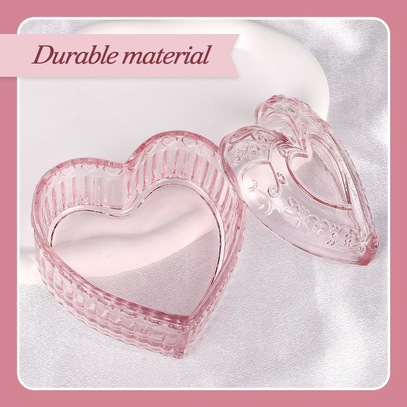 Gsteng Large Body Powder Puff Container, Pink Heart Crystal Powder Container, Reusable Dusting Powder Case, Body Puff Glass Jar, Puff not Including - Image 3