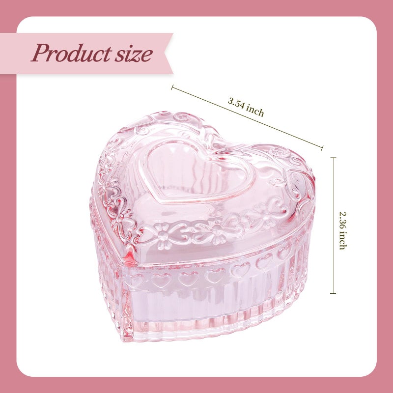 Gsteng Large Body Powder Puff Container, Pink Heart Crystal Powder Container, Reusable Dusting Powder Case, Body Puff Glass Jar, Puff not Including - Image 2